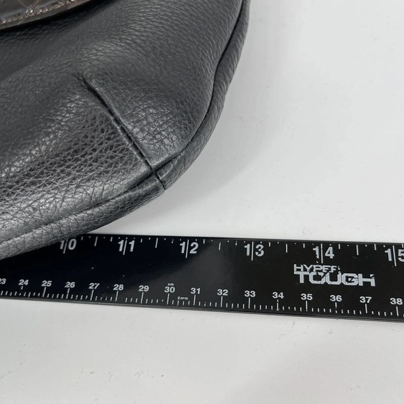 Brighton Crossbody Bag Black Pebbled Leather Brown Patent Croc Silver Accents - Picture 10 of 12